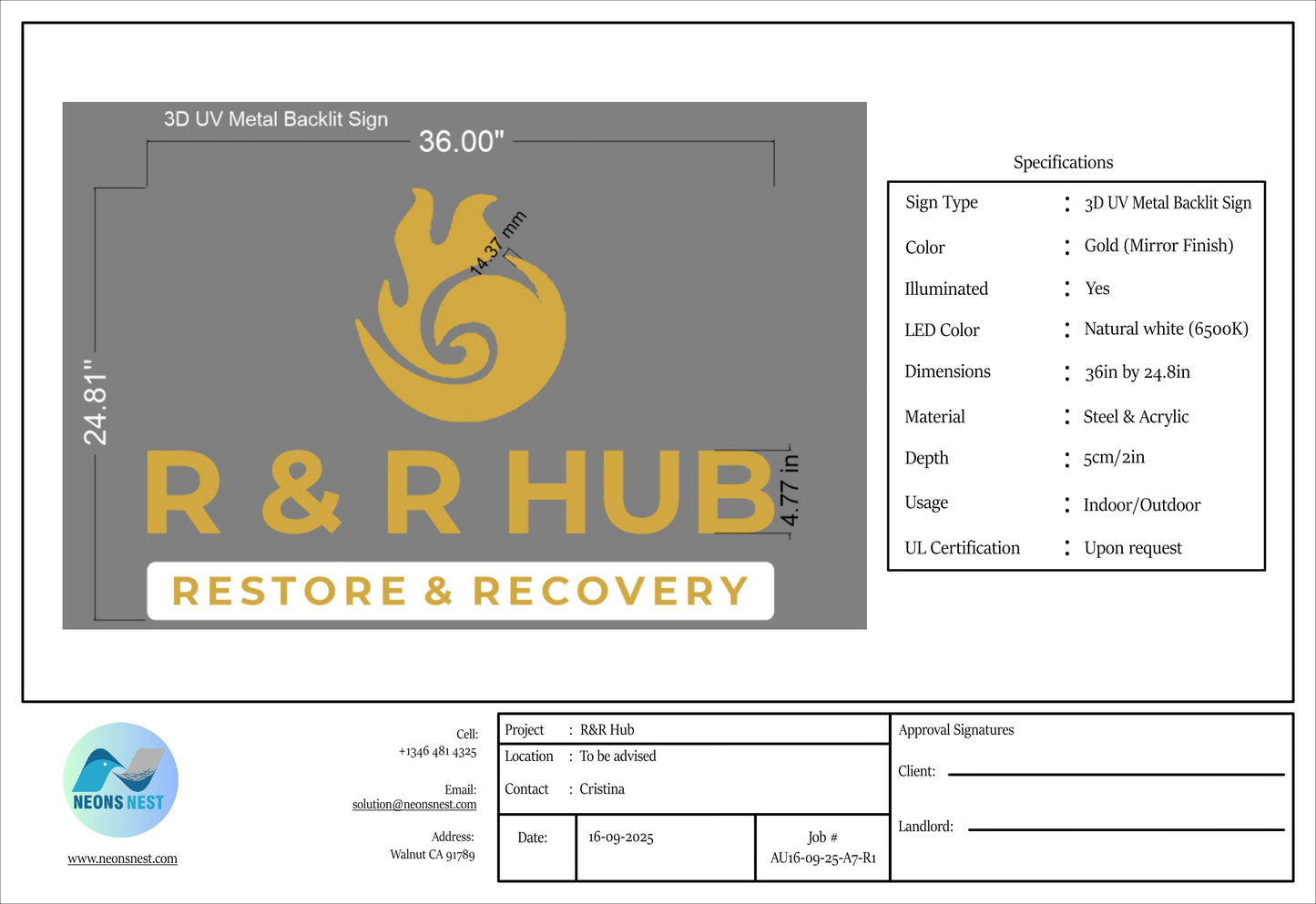 Custom Signs For R&R Hub Restore & Recovery