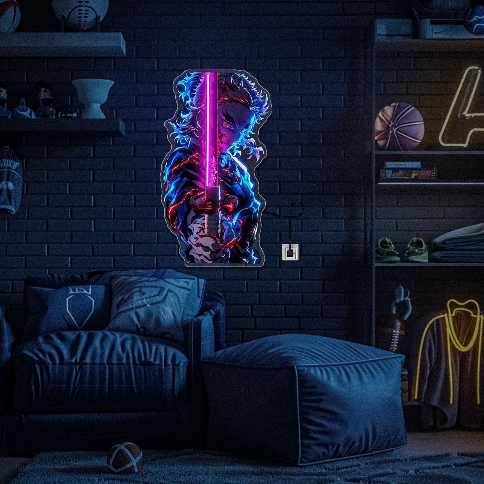 Rengoku Neon Sign Wall