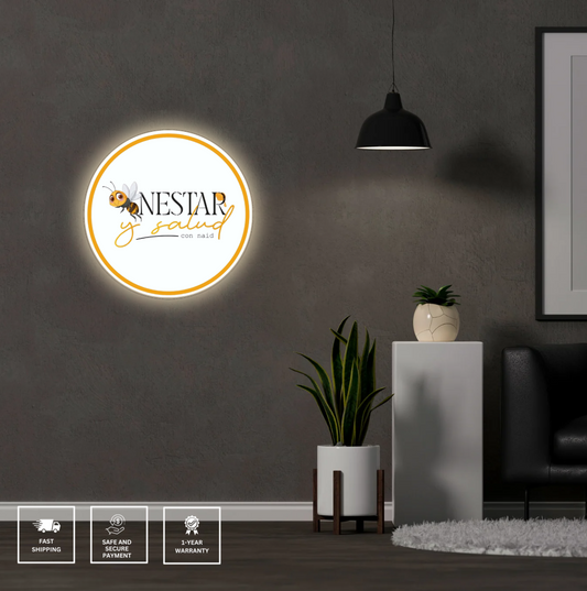 Round acrylic sign for Nestar