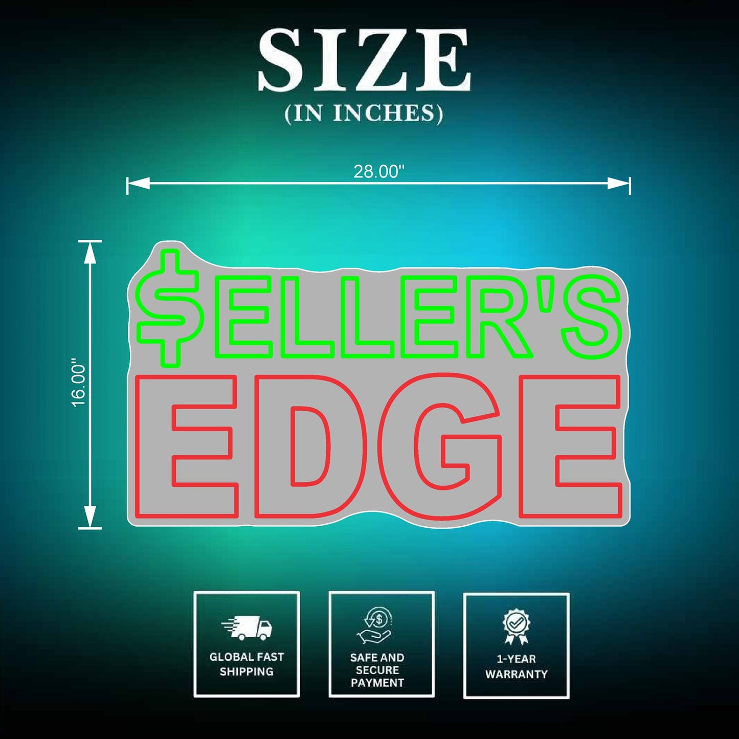 Seller's Edge Led Neon Signs size