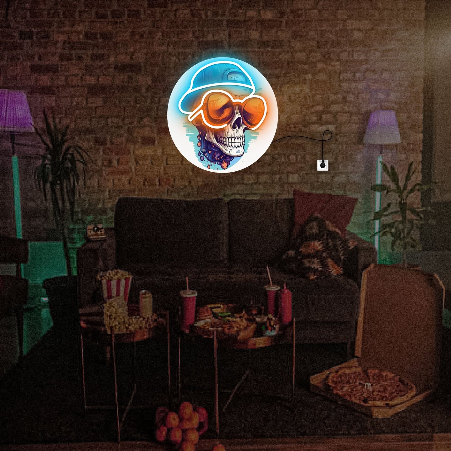 Skull Neon Sign Wall
