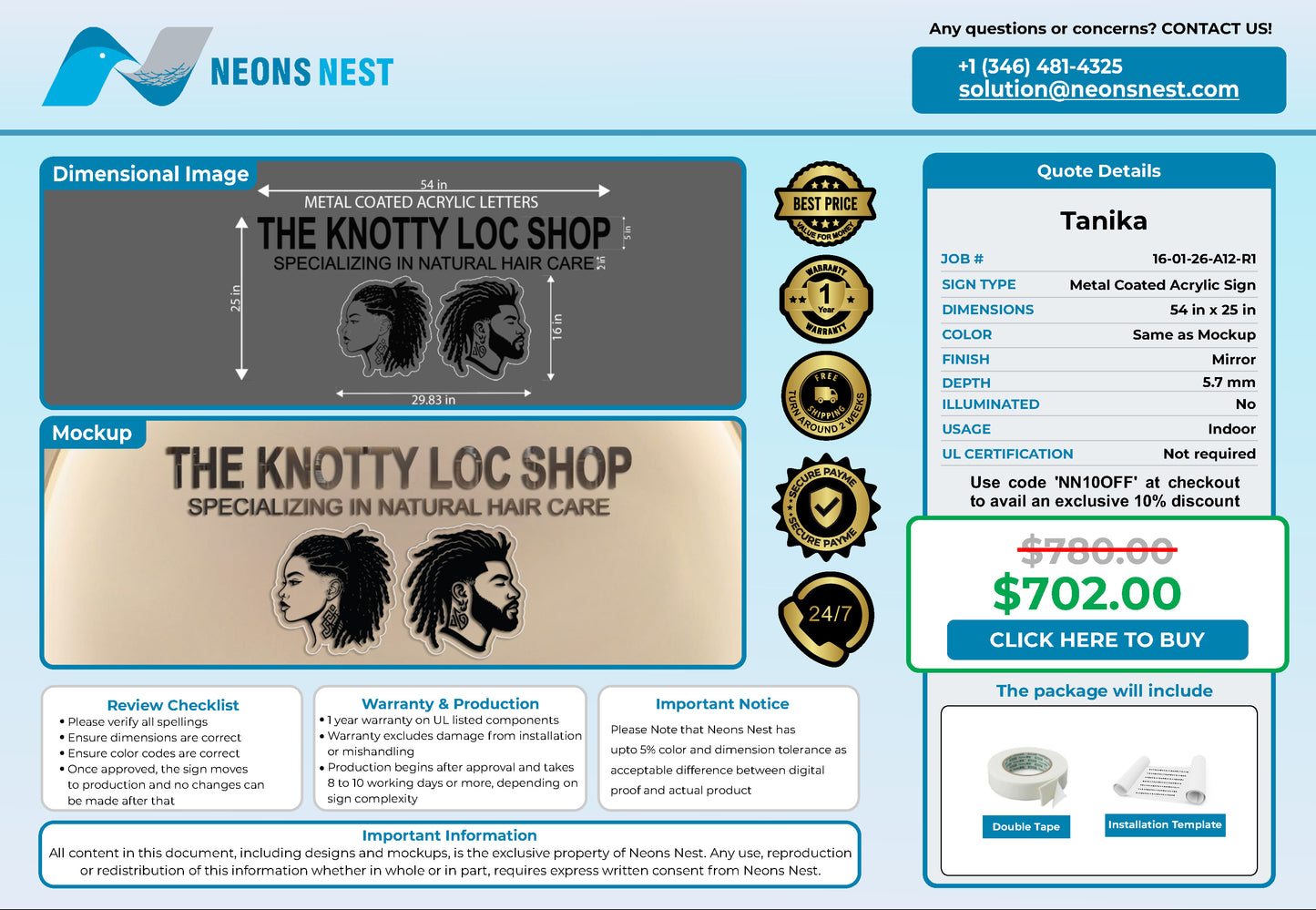 The Knotty Loc Shop Acrylic Sign