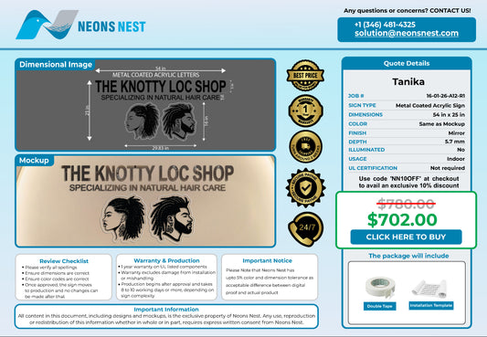 The Knotty Loc Shop Acrylic Sign