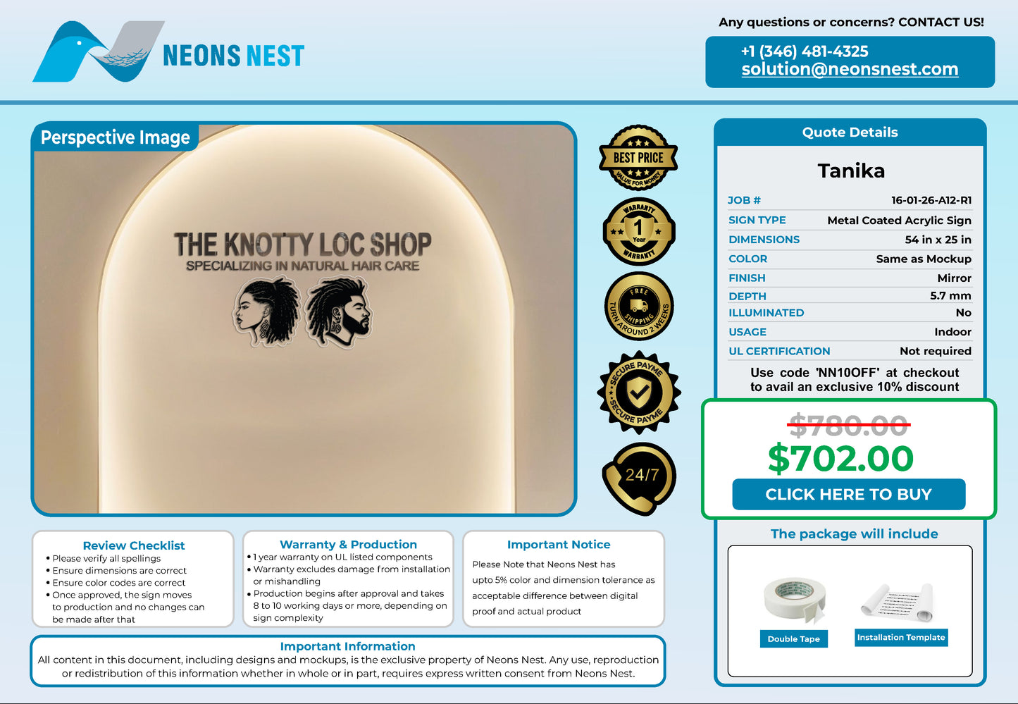 The Knotty Loc Shop Acrylic Sign