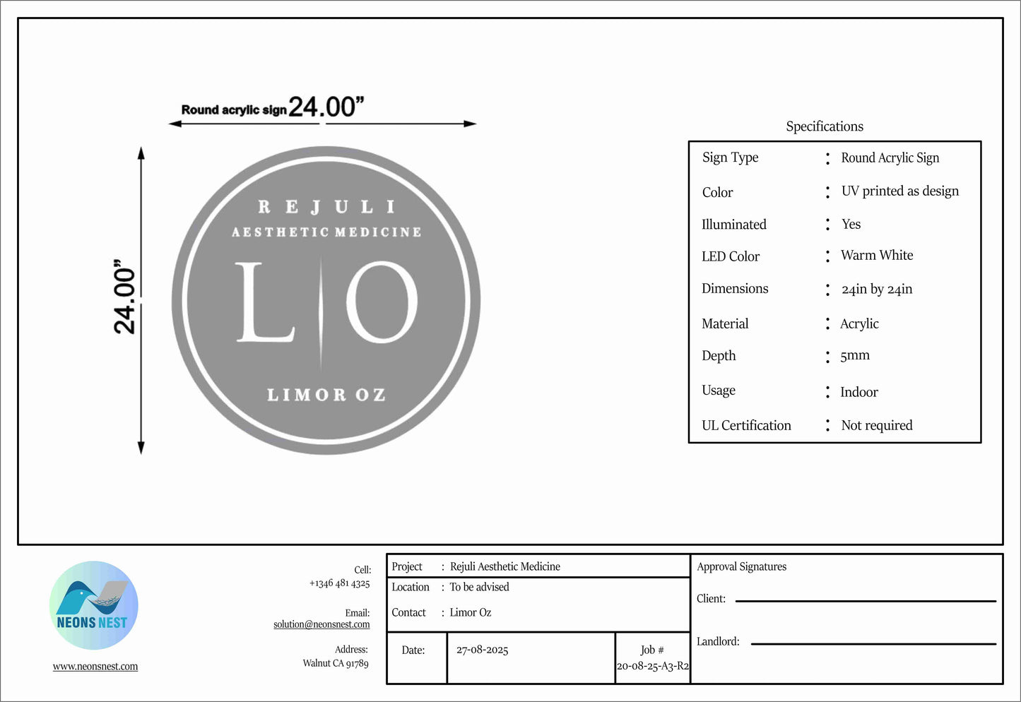 Round Acrylic Signs for Limor