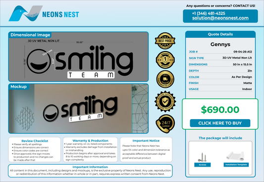 Smiling Team Metal Letter Sign