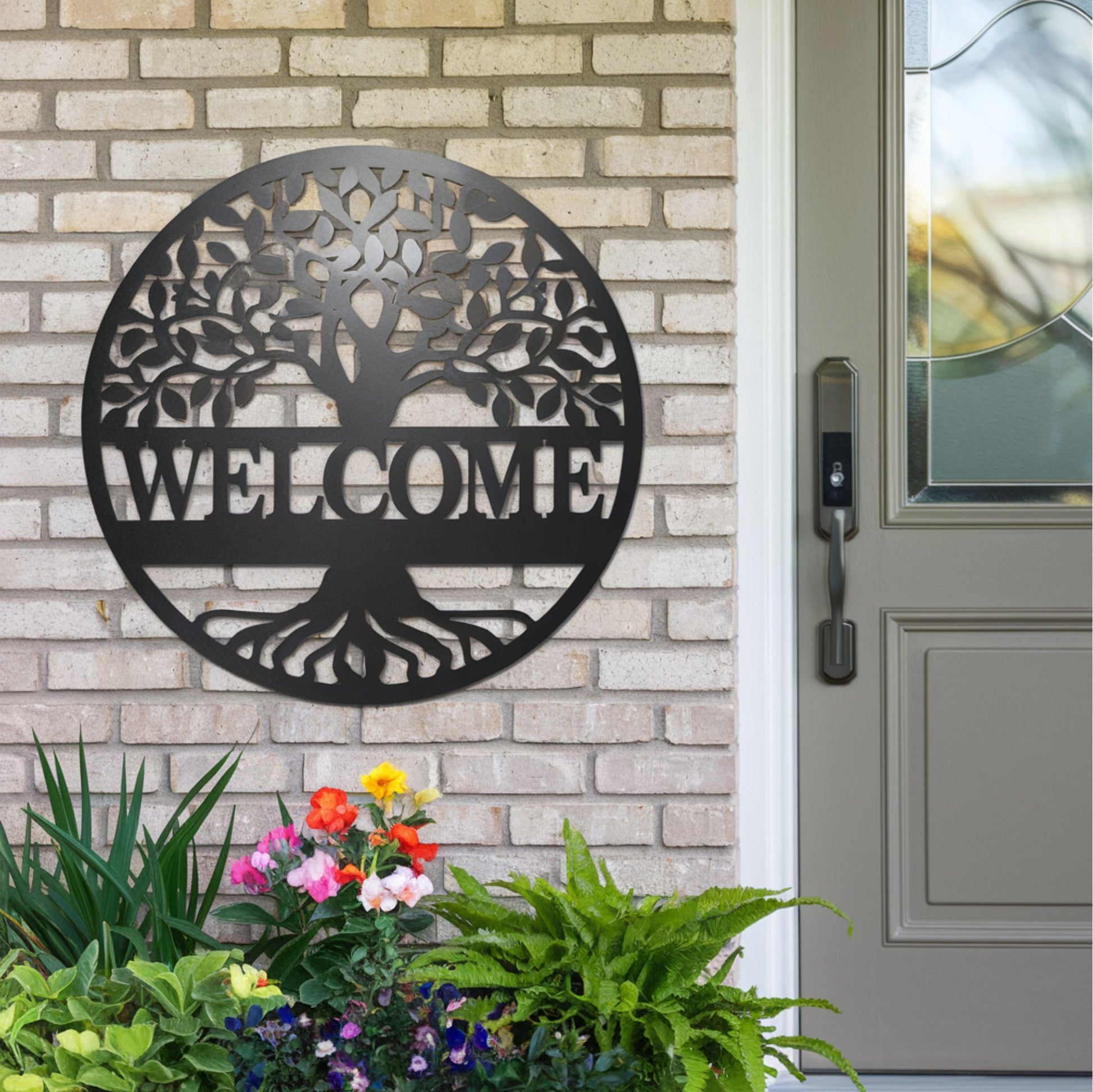 Welcome Metal Sign Home Entryway Sign 