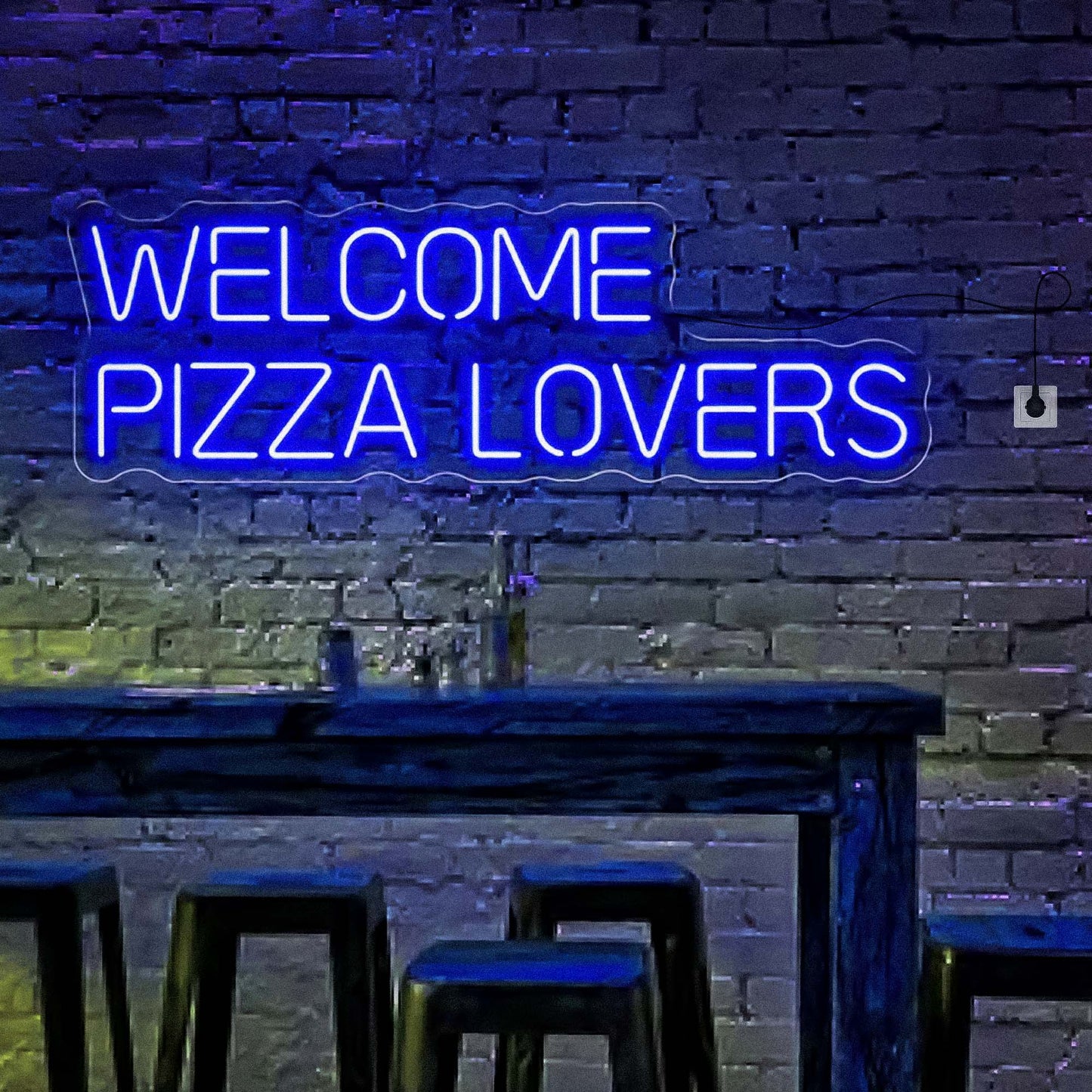 Welcome Pizza Lovers Sign Neon