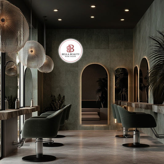Round Acrylic Sign for Bella Beauty Hair Salon