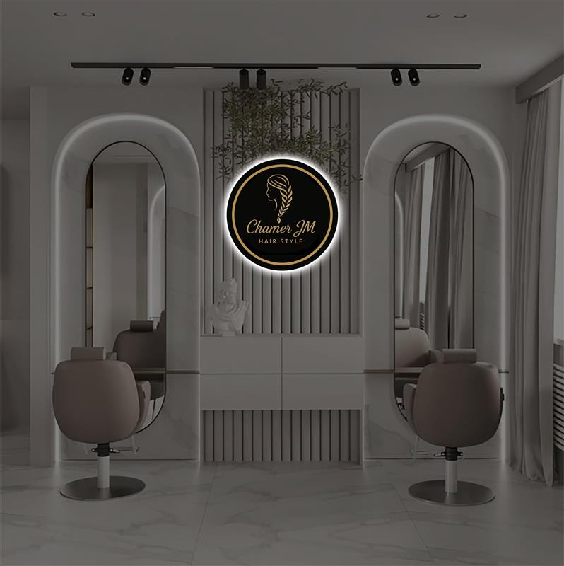 Round Acrylic Sign for Chamer JM Hair Salon