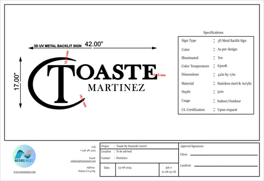 Custom Metal Backlit Sign for Dominico