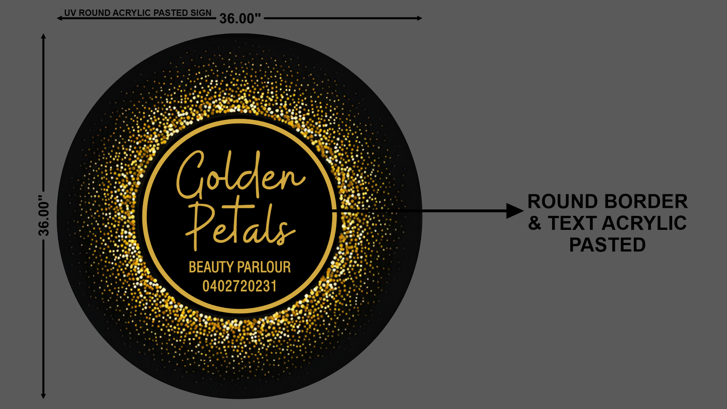 Golden Petals Round Acrylic Sign
