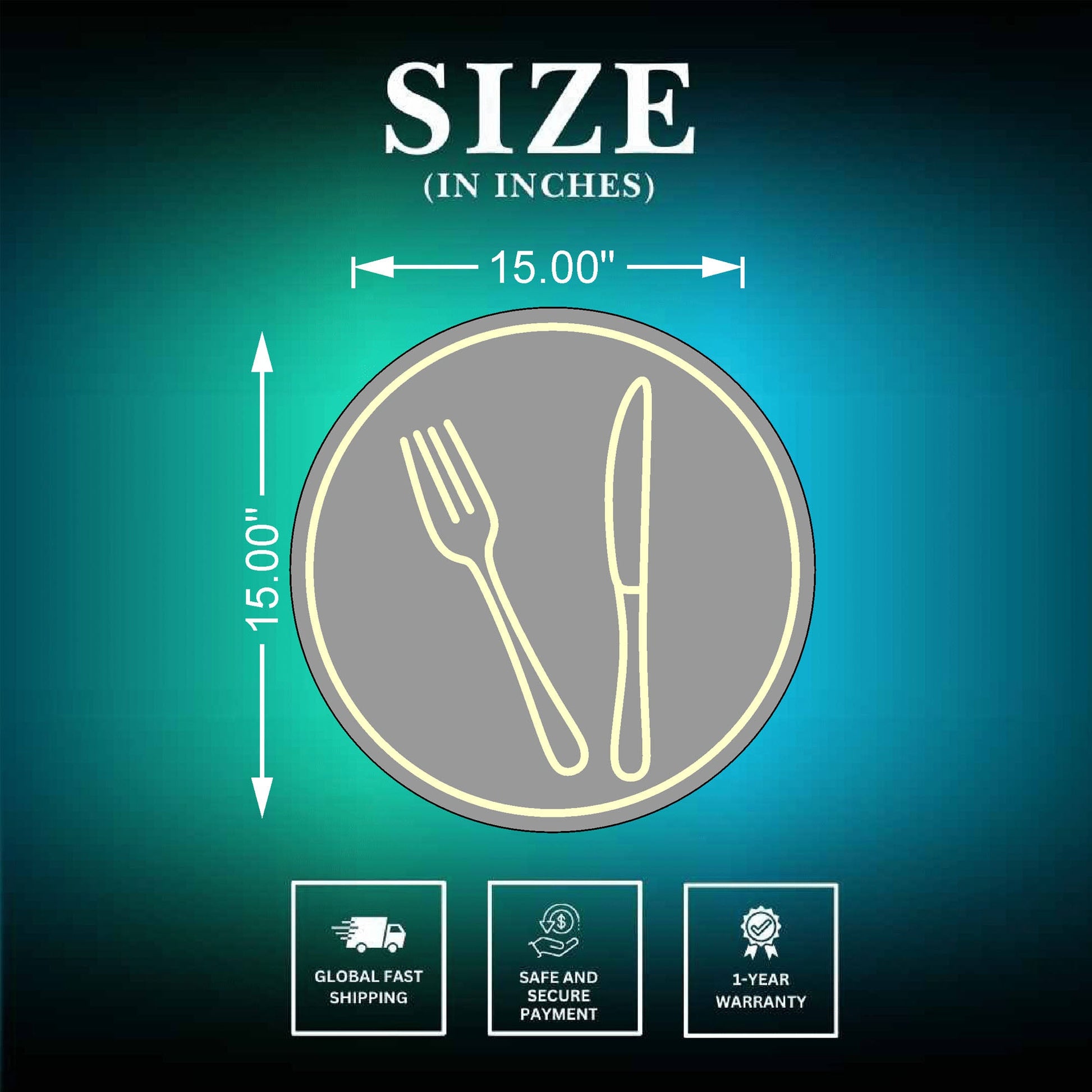 knife and fork neon signs Size