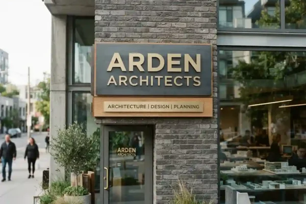Arden Architects — dual-height layered sign