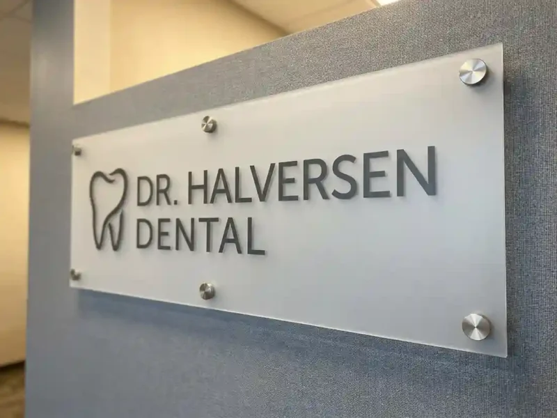 Dr. Halversen Dental — frosted acrylic signage