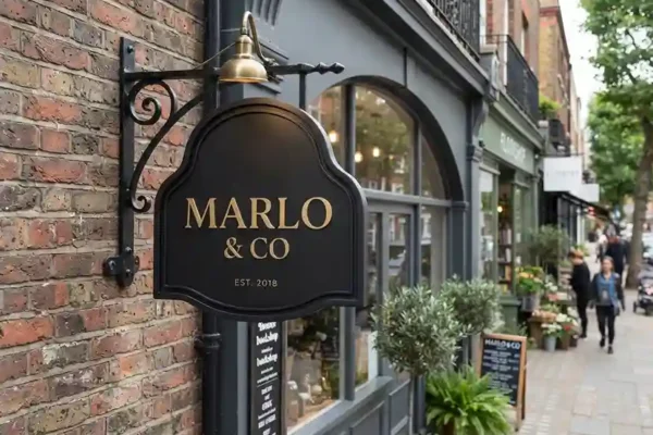 Marlo & Co — custom-shaped blade sign