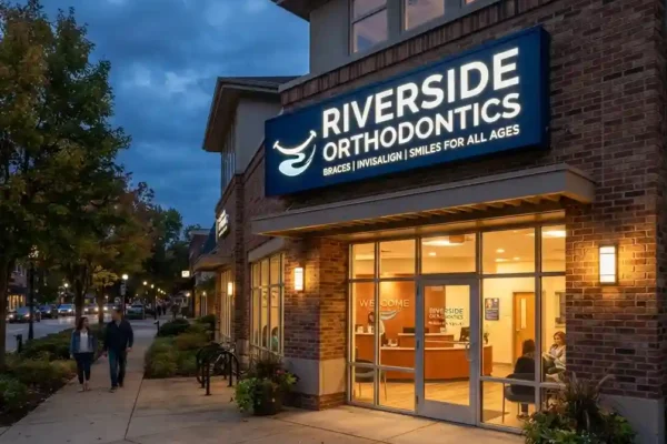 Bayside Family Dental — halo-lit reception sign