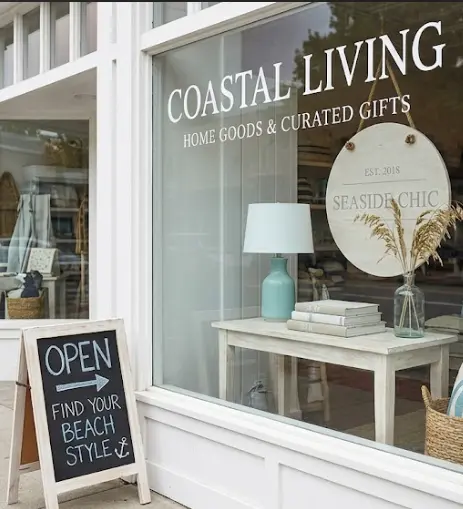 Coastal Living — counter & window display signage