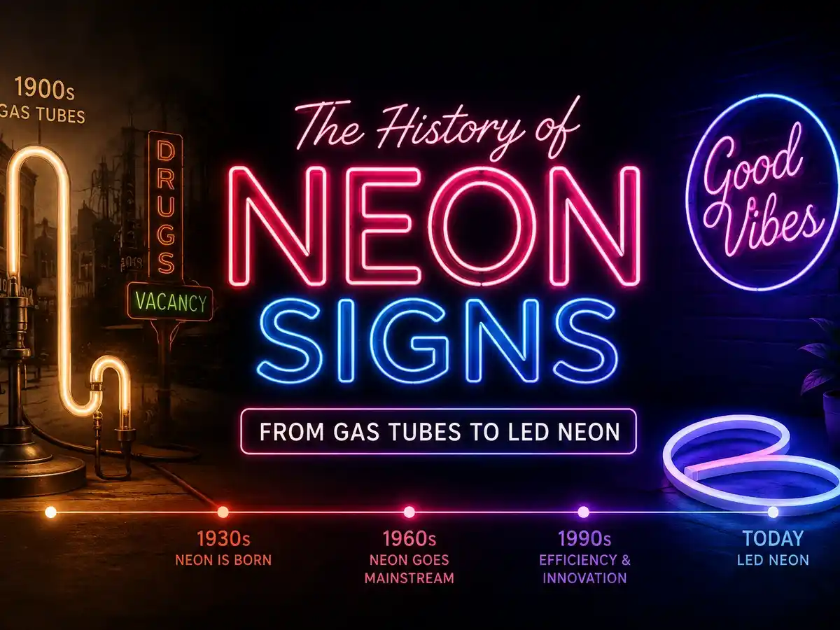 The History of Neon Signs From Gas Tubes to LED Neon 