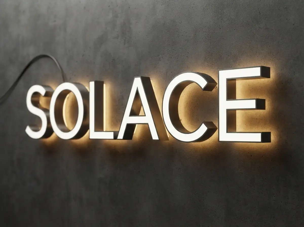 Solace 3d front and backlit sign Solace 3d front and backlit sign